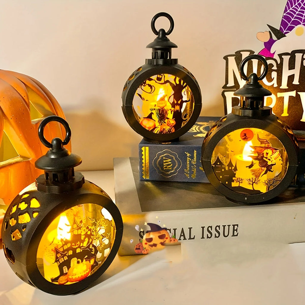 Halloween Oil Lamp，LED Electronic Wax Candle Light，Handheld Lantern，Party Atmosphere Props，Luminous Ornaments