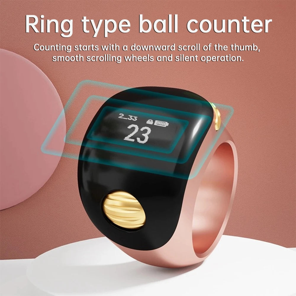 Portable Ring Type Ball Digital Finger Counter 75mah Type-C Rechargeable Adjustable OLED Screen Display Mini Tally Counter