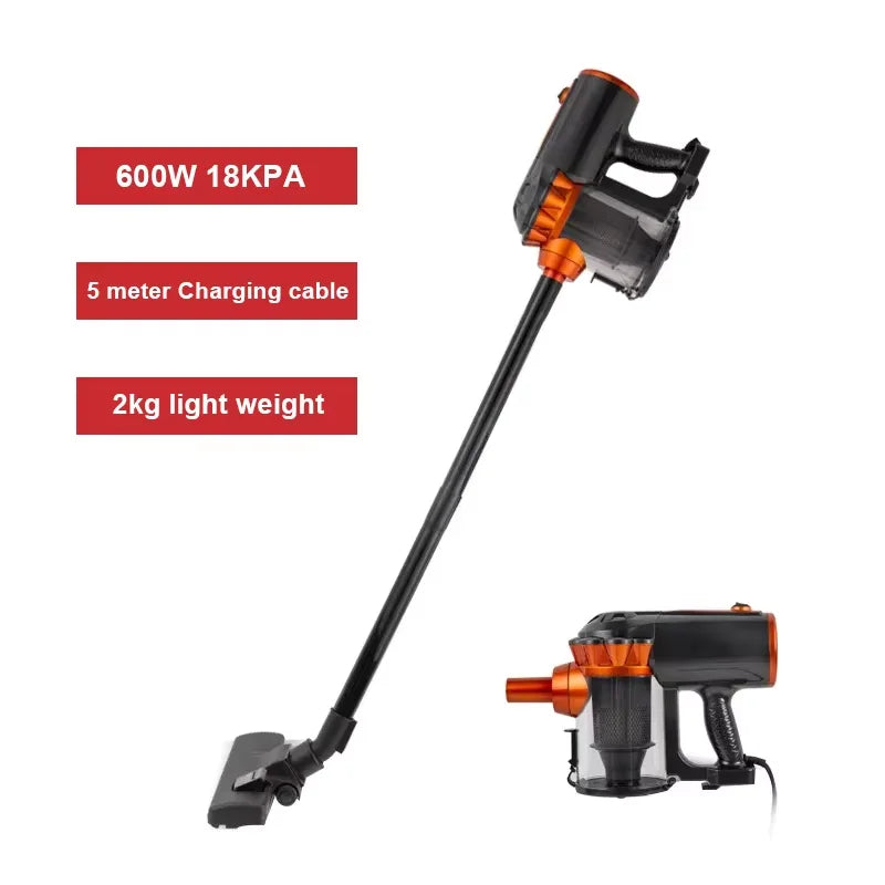 Multifunctionl 600W Powerful Wired Stick Vacuum Cleaner 18Kpa with 5 meter Charging cable,1.5L Dust Box,Curtain Floor Cleaning