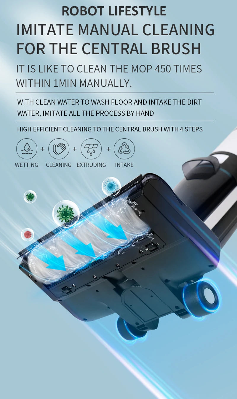 Wet Dry Vacuum Cleaner Cordless handhed Cleaning Robot Wireless RL8Pro Voice Assistant Low Noise 14000Pa Suction Battery 4000mAh