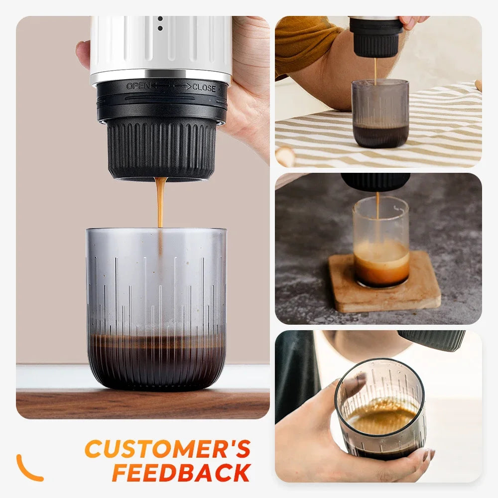 icafilas Portable Coffee Machine Wireless Electric Espresso Maker Fit Nespresso Capsule & Coffee Powder French Press Pot for Car