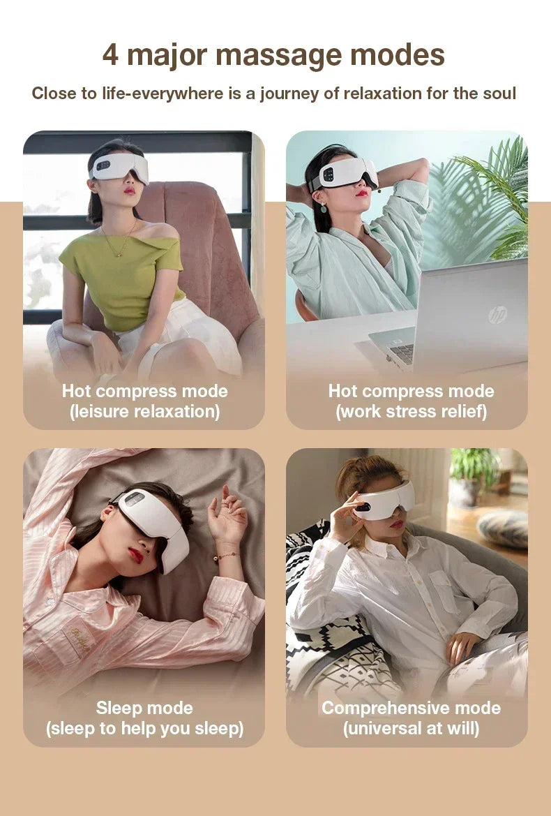 4D Eye Massager Smart Airbag Vibration Eye Care Instrument Hot Compress Bluetooth Eye Massage Glasses Fatigue anti-wrinkle Care