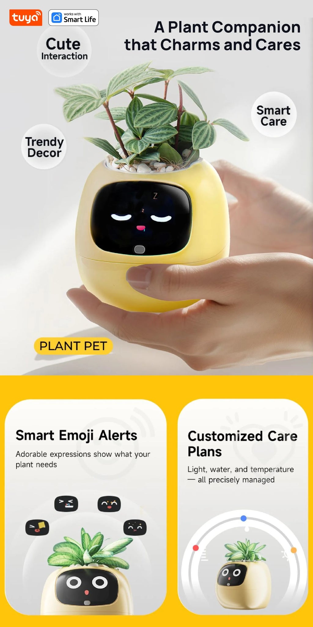 IVY Smart pet Planter Robot Guidance on Plant Care with Emojis, Adorable Plant Companion with Rich Gesture Interaction, AI