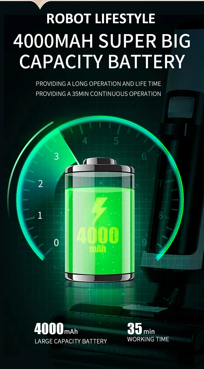 Wet Dry Vacuum Cleaner Cordless handhed Cleaning Robot Wireless RL8Pro Voice Assistant Low Noise 14000Pa Suction Battery 4000mAh