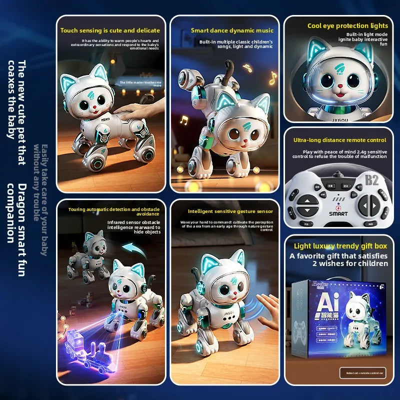 Smart Robotic Cat Toy - Interactive Walking & Meowing Robot for 1-3 Year Old Boys/Girls w/Remote Control