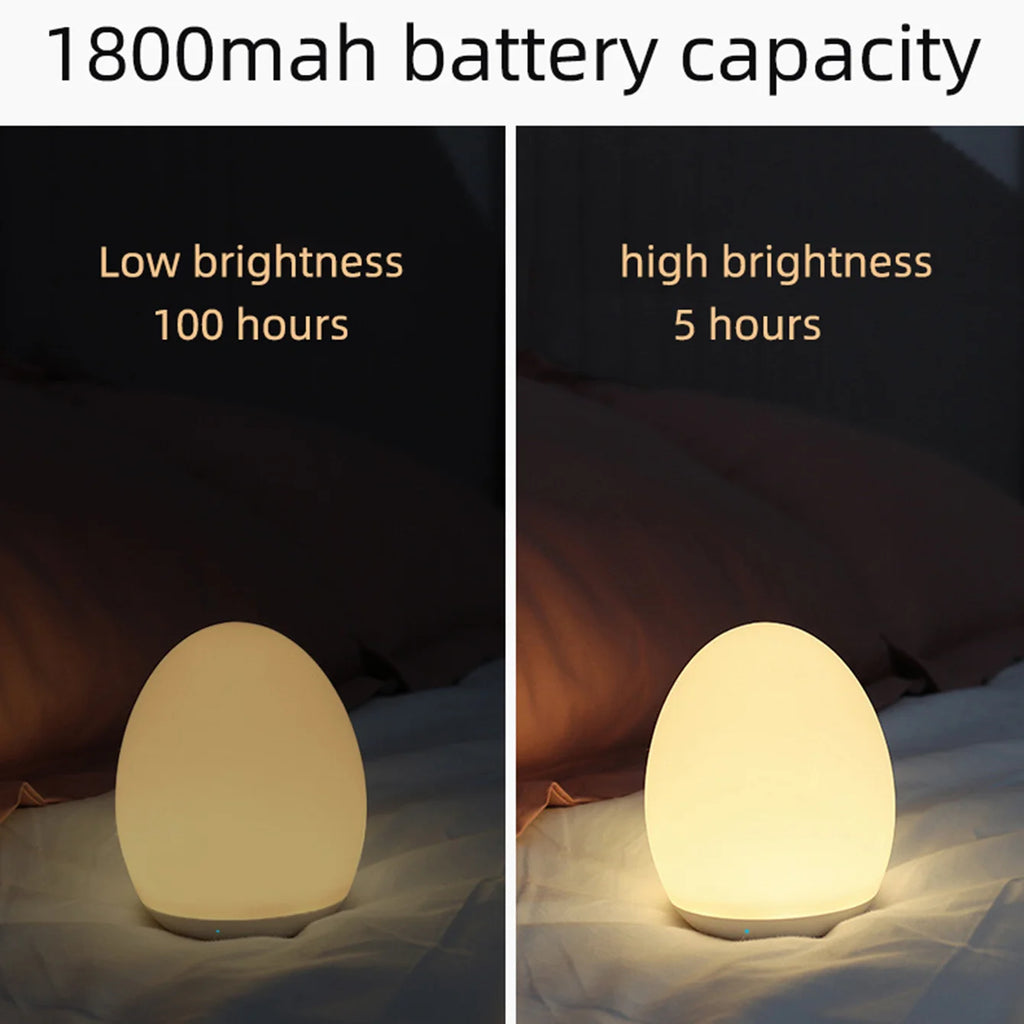 LED Night Lights USB Rechargeable Egg Shape RGB Pat Light Baby Feeding Sleeping Eye Protection Lamp Outdoor Bar Table Lamp
