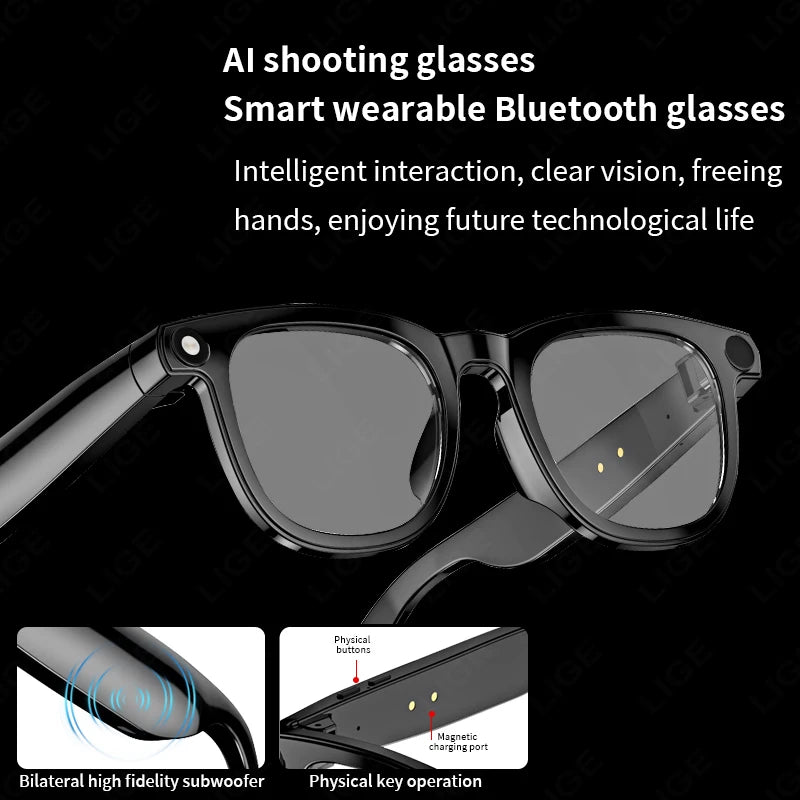 AI Smart Translate Glasses Photography Video Wifi Transmission Bluetooth Call Music Play Smart Glasses for Studying Travaling
