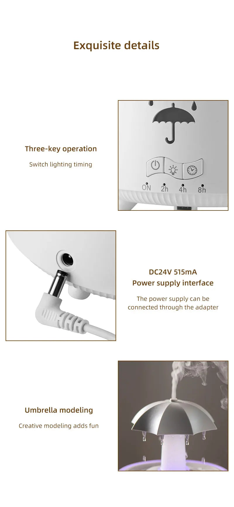 Cloud Rain Humidifier Raindrop Aroma Essential Oil DiffuserRemote Control Night Light Desktop Fountain Water Drop Sound for Home