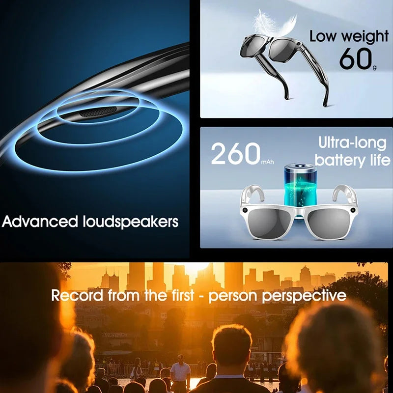 XIAOMI MIJIA 6K HD AI Smart Glasses Chat 260Mah Battery Voice Assistant Control GPT 100MP Camera Bluetooth Call  Smart Glasses