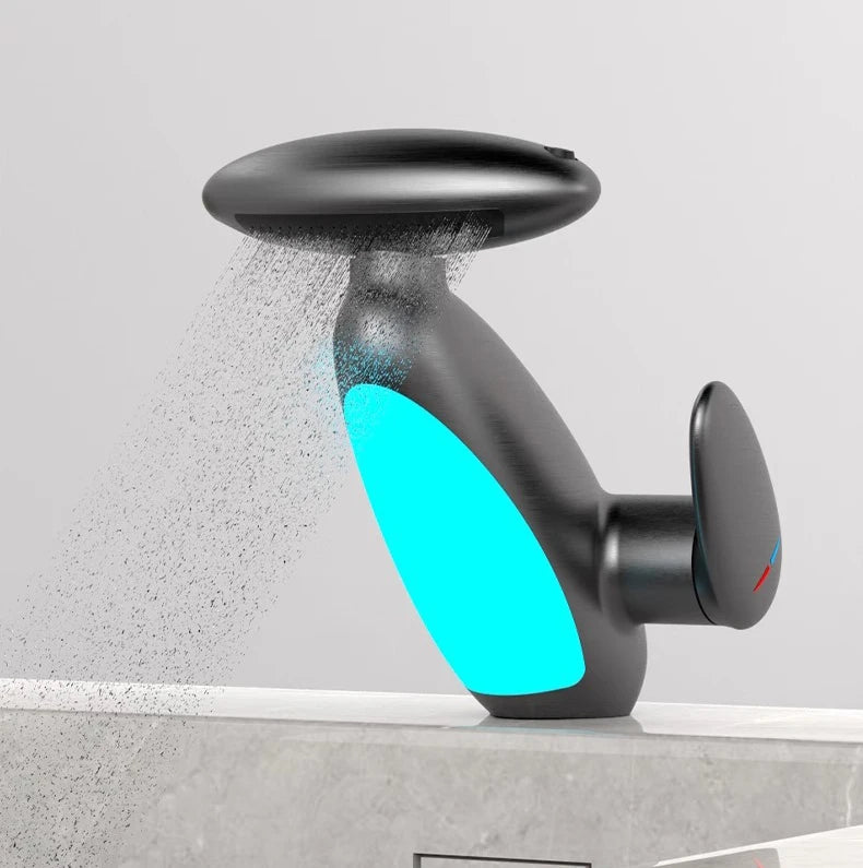 Bathroom Pull Out Faucet Washbasin Sink Hot Cold Pull Out Mixer Tap Deck Mount Basin Ambient Light Modern Atmosphere Faucets Tap