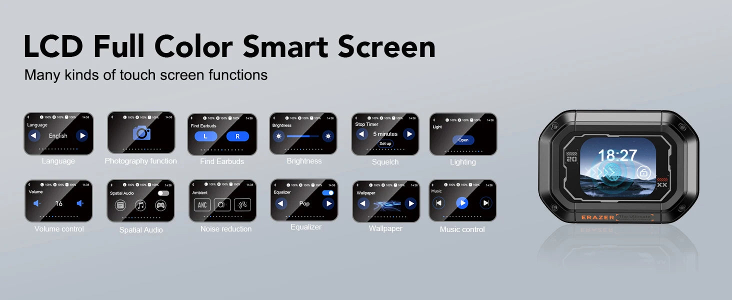 [135 Translator Earphone] Erazer XP6 Bluetooth Earphones Headset DIY Equalizer APP AI Wireless Headphones Travel Touch Screen